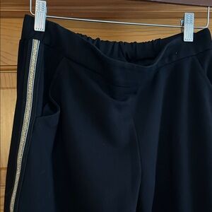 Trina Turk Classic Black Gold Stripe Trousers small